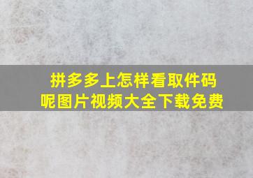 拼多多上怎样看取件码呢图片视频大全下载免费