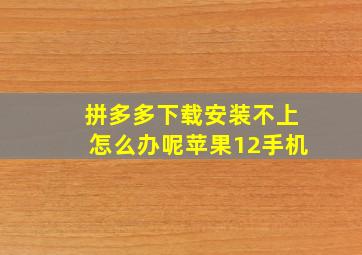 拼多多下载安装不上怎么办呢苹果12手机