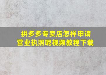 拼多多专卖店怎样申请营业执照呢视频教程下载