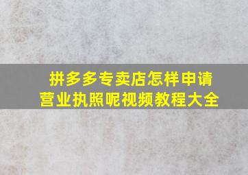 拼多多专卖店怎样申请营业执照呢视频教程大全