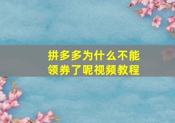 拼多多为什么不能领券了呢视频教程