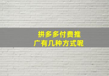 拼多多付费推广有几种方式呢