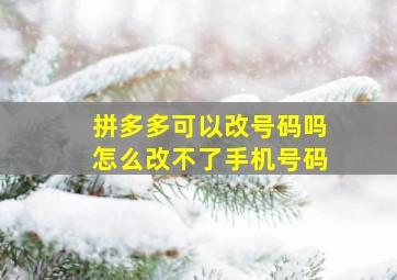 拼多多可以改号码吗怎么改不了手机号码