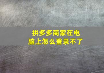 拼多多商家在电脑上怎么登录不了