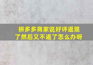 拼多多商家说好评返现了然后又不返了怎么办呀