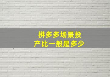 拼多多场景投产比一般是多少