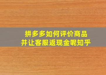 拼多多如何评价商品并让客服返现金呢知乎