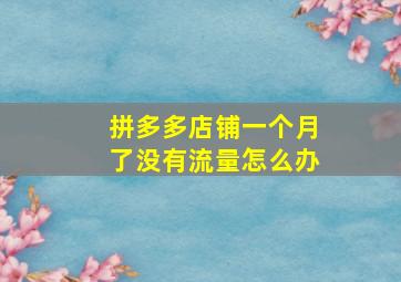 拼多多店铺一个月了没有流量怎么办