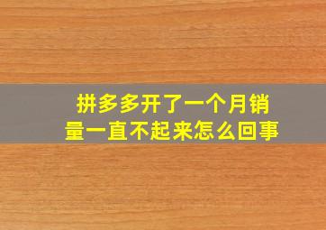 拼多多开了一个月销量一直不起来怎么回事