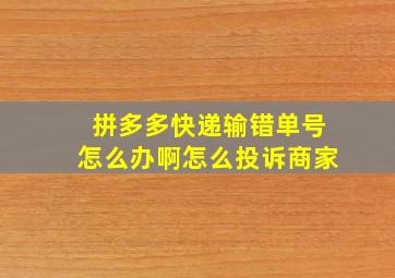 拼多多快递输错单号怎么办啊怎么投诉商家