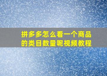 拼多多怎么看一个商品的类目数量呢视频教程