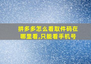 拼多多怎么看取件码在哪里看,只能看手机号