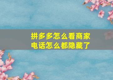 拼多多怎么看商家电话怎么都隐藏了