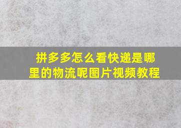 拼多多怎么看快递是哪里的物流呢图片视频教程