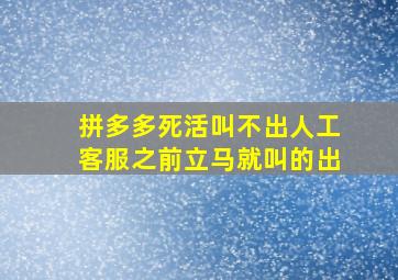 拼多多死活叫不出人工客服之前立马就叫的出