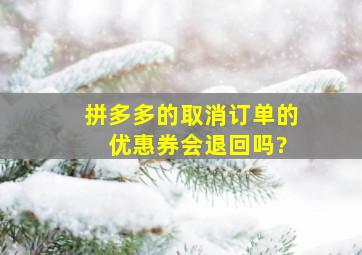 拼多多的取消订单的 优惠券会退回吗?