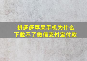 拼多多苹果手机为什么下载不了微信支付宝付款