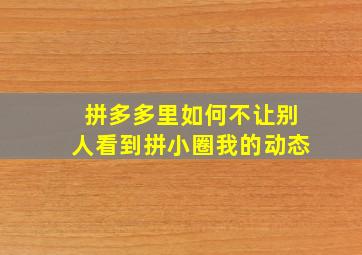 拼多多里如何不让别人看到拼小圈我的动态