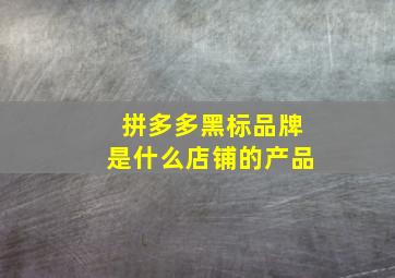 拼多多黑标品牌是什么店铺的产品