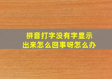 拼音打字没有字显示出来怎么回事呀怎么办