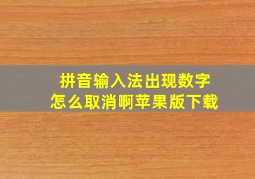 拼音输入法出现数字怎么取消啊苹果版下载