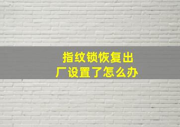 指纹锁恢复出厂设置了怎么办