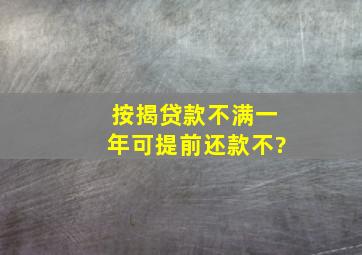 按揭贷款不满一年可提前还款不?