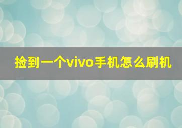 捡到一个vivo手机怎么刷机