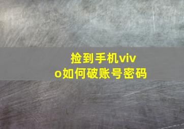 捡到手机vivo如何破账号密码