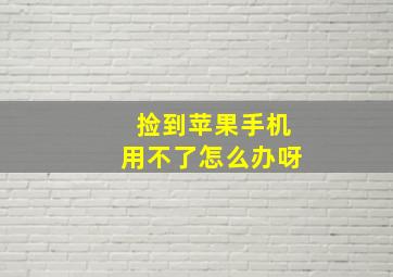 捡到苹果手机用不了怎么办呀