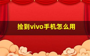 捡到vivo手机怎么用