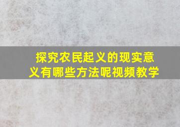 探究农民起义的现实意义有哪些方法呢视频教学