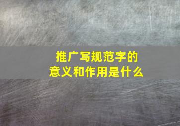 推广写规范字的意义和作用是什么