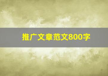 推广文章范文800字