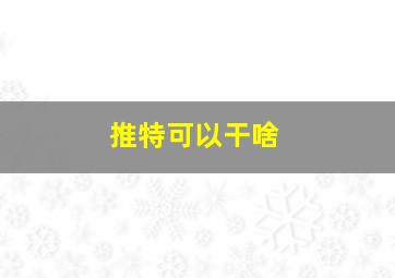 推特可以干啥