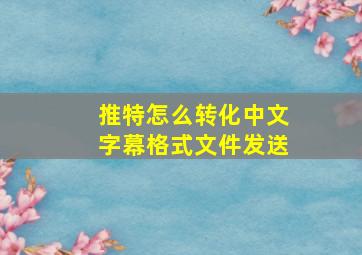 推特怎么转化中文字幕格式文件发送