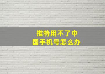 推特用不了中国手机号怎么办