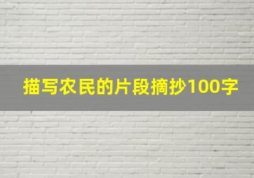 描写农民的片段摘抄100字