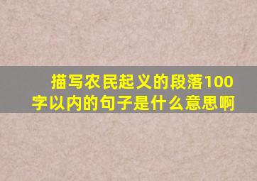 描写农民起义的段落100字以内的句子是什么意思啊