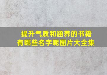 提升气质和涵养的书籍有哪些名字呢图片大全集