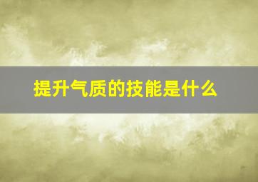 提升气质的技能是什么