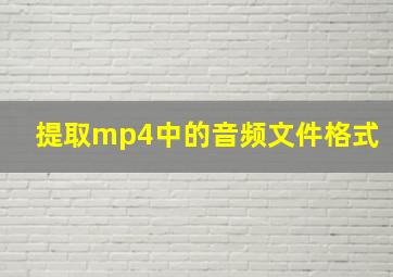 提取mp4中的音频文件格式