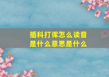 插科打诨怎么读音是什么意思是什么