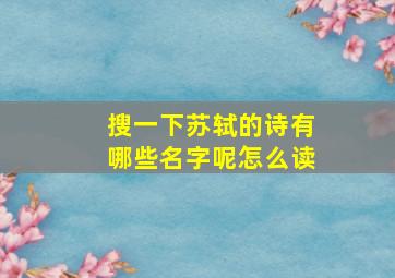 搜一下苏轼的诗有哪些名字呢怎么读