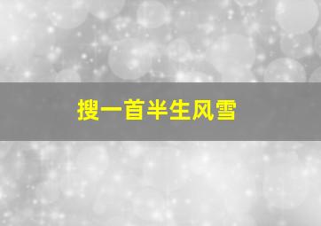 搜一首半生风雪