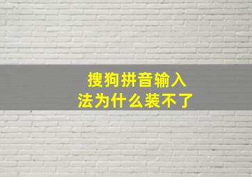 搜狗拼音输入法为什么装不了