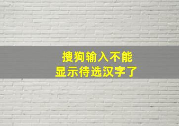 搜狗输入不能显示待选汉字了