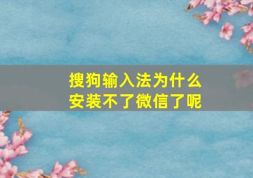 搜狗输入法为什么安装不了微信了呢