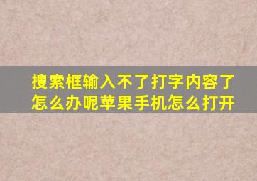 搜索框输入不了打字内容了怎么办呢苹果手机怎么打开