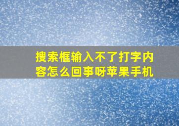 搜索框输入不了打字内容怎么回事呀苹果手机